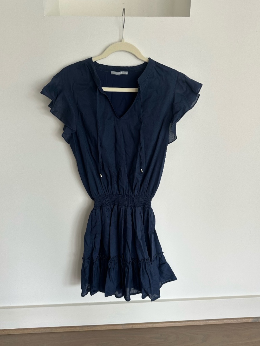Tart Ruffled Mini Dress in Navy Blue